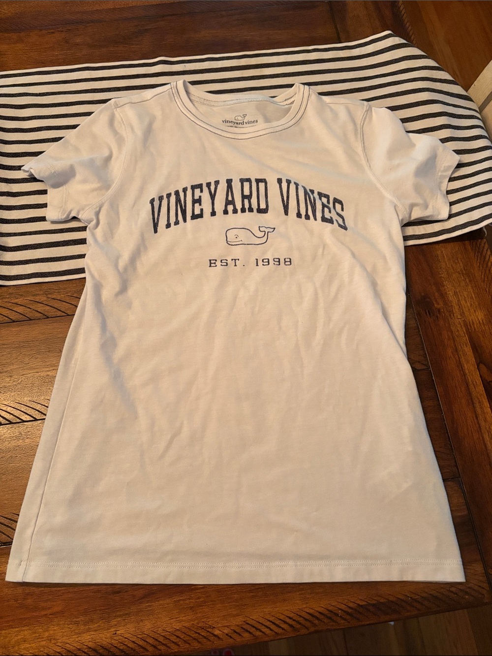 Vineyard Vines White Tee with Navy Logo